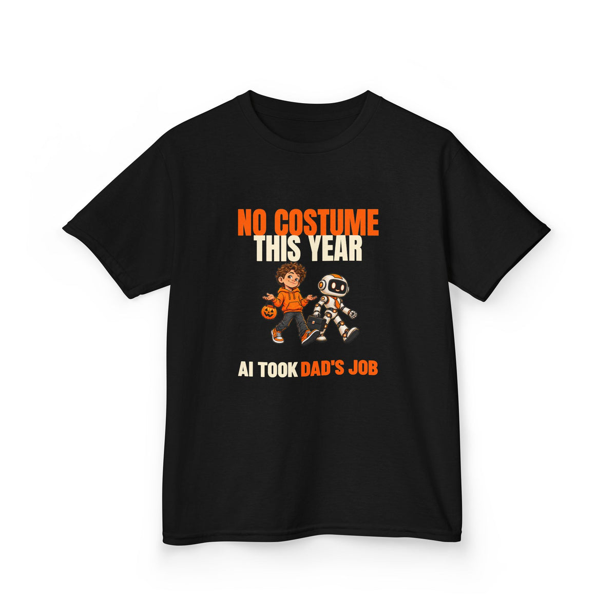 AI Took Dad’s Job – Youth Halloween Shirt (Brown Curls)