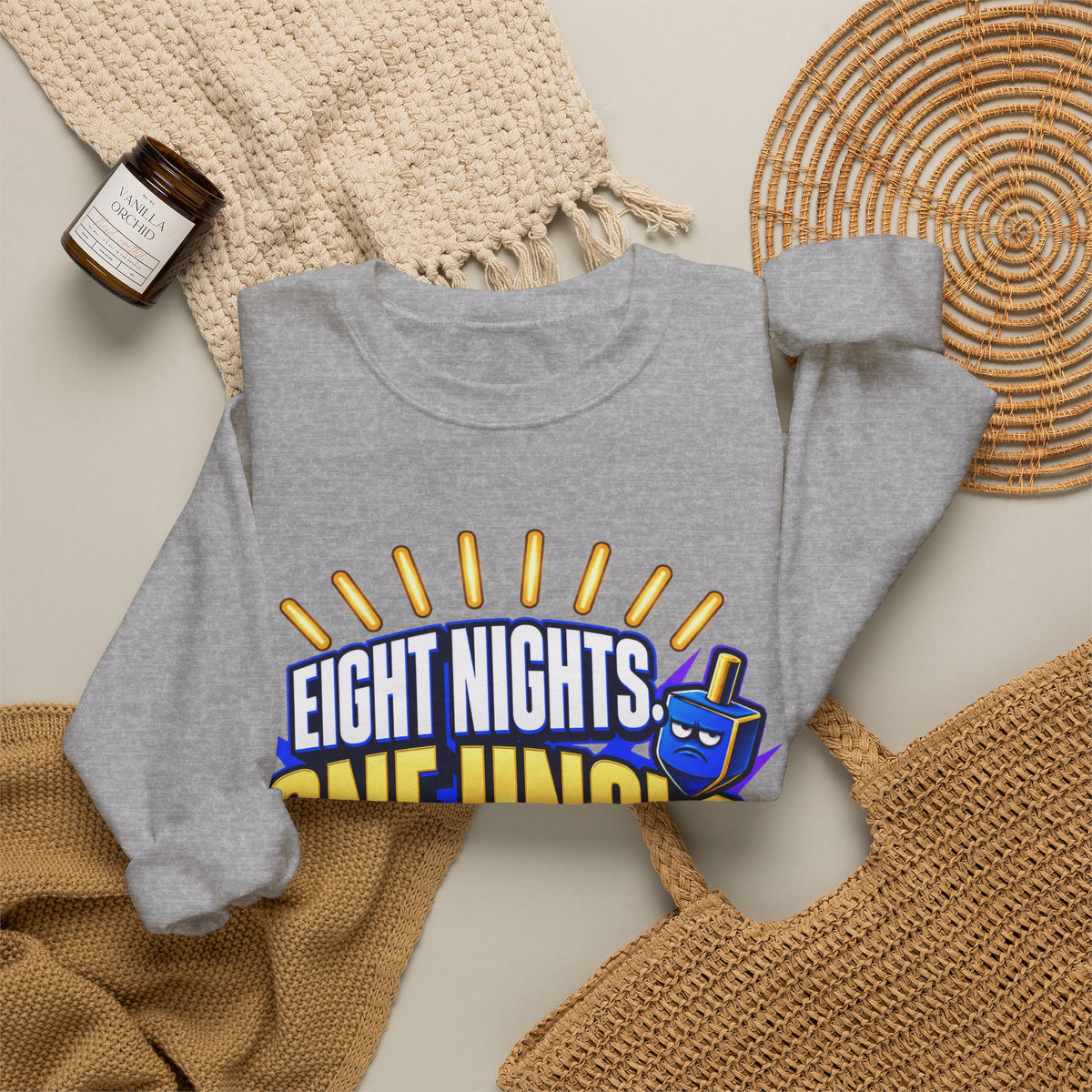 Eight Nights, One Uncle - Funny Hanukkah Crewneck Sweatshirt