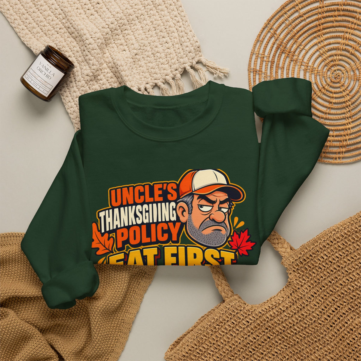 Uncle's Thanksgiving Schedule - Funny Family Dinner Crewneck Sweatshirt