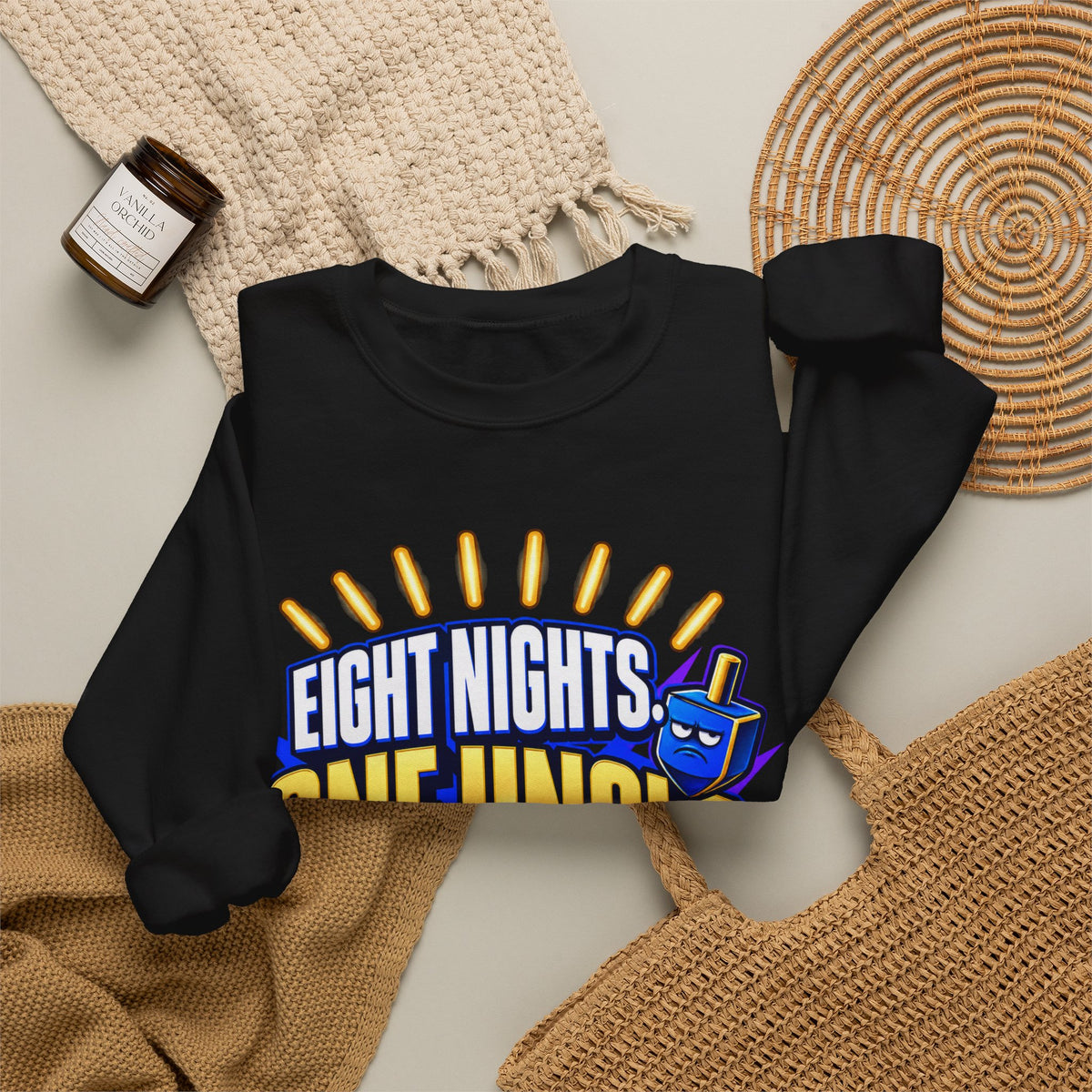 Eight Nights, One Uncle - Funny Hanukkah Crewneck Sweatshirt