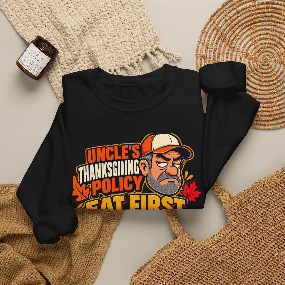 Uncle's Thanksgiving Schedule - Funny Family Dinner Crewneck Sweatshirt