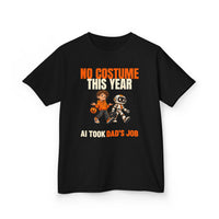 AI Took Dad’s Job – Funny Kids Halloween AI Shirt (Brown Curls)