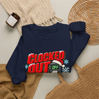 Clocked Out for Christmas - Funny Holiday Crewneck Sweatshirt