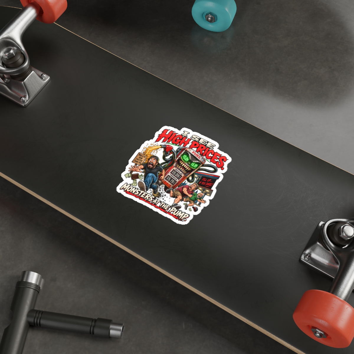 Funny Gas Price Sticker – Monsters at the Pump Die-Cut Decal