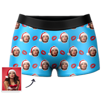 Custom Face Santa Hat Christmas Boxers – Funny Personalized Photo Underwear Gag Gift