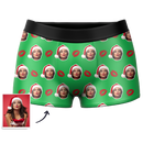 Custom Face Santa Hat Christmas Boxers – Funny Personalized Photo Underwear Gag Gift