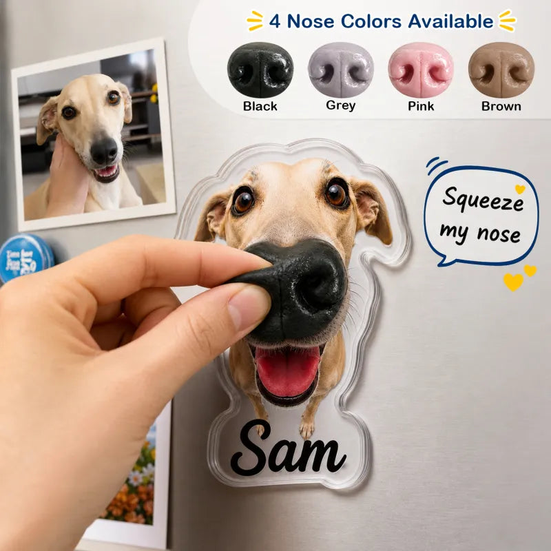 Custom Dog Nose Squishy Photo Magnet – Personalized Boopable Dog Face Fridge Magnet