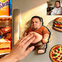 Custom Photo Dad Bod Squishy Belly Magnet – Personalized Funny Fridge Magnet with Sound