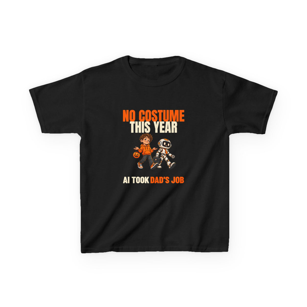 AI Took Dad’s Job – Youth Halloween Shirt (Brown Curls)