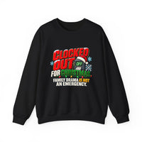 Clocked Out for Christmas - Funny Holiday Crewneck Sweatshirt