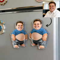 Custom Photo Dad Bod Squishy Belly Magnet – Personalized Funny Fridge Magnet & Gag Gift