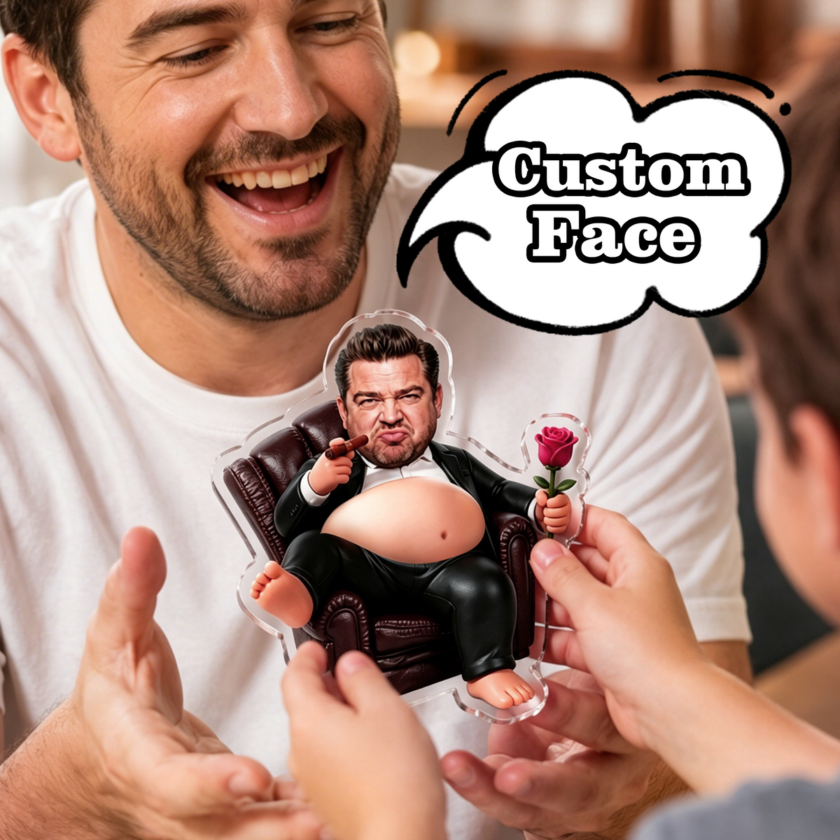 Custom Face Squishy Belly Magnet – Personalized Funny Photo Gift