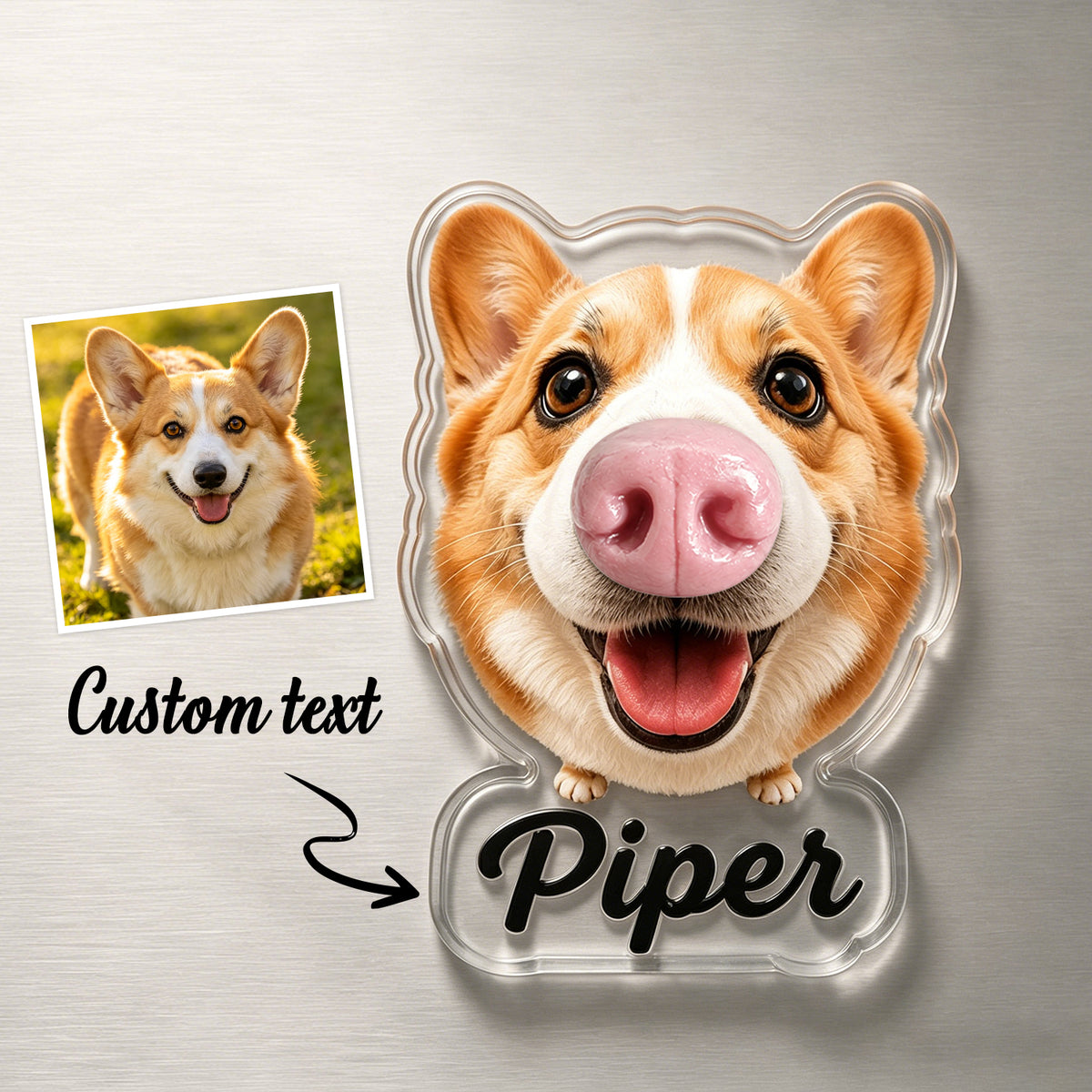 Custom Dog Nose Squishy Photo Magnet – Personalized Boopable Dog Face Fridge Magnet