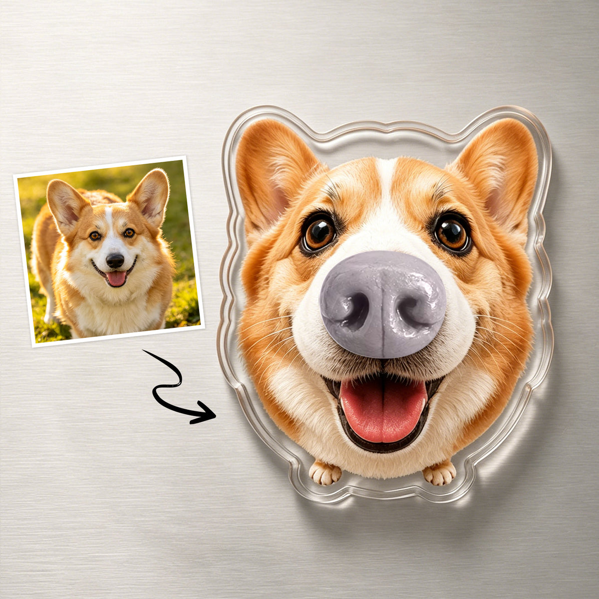Custom Dog Nose Squishy Photo Magnet – Personalized Boopable Dog Face Fridge Magnet