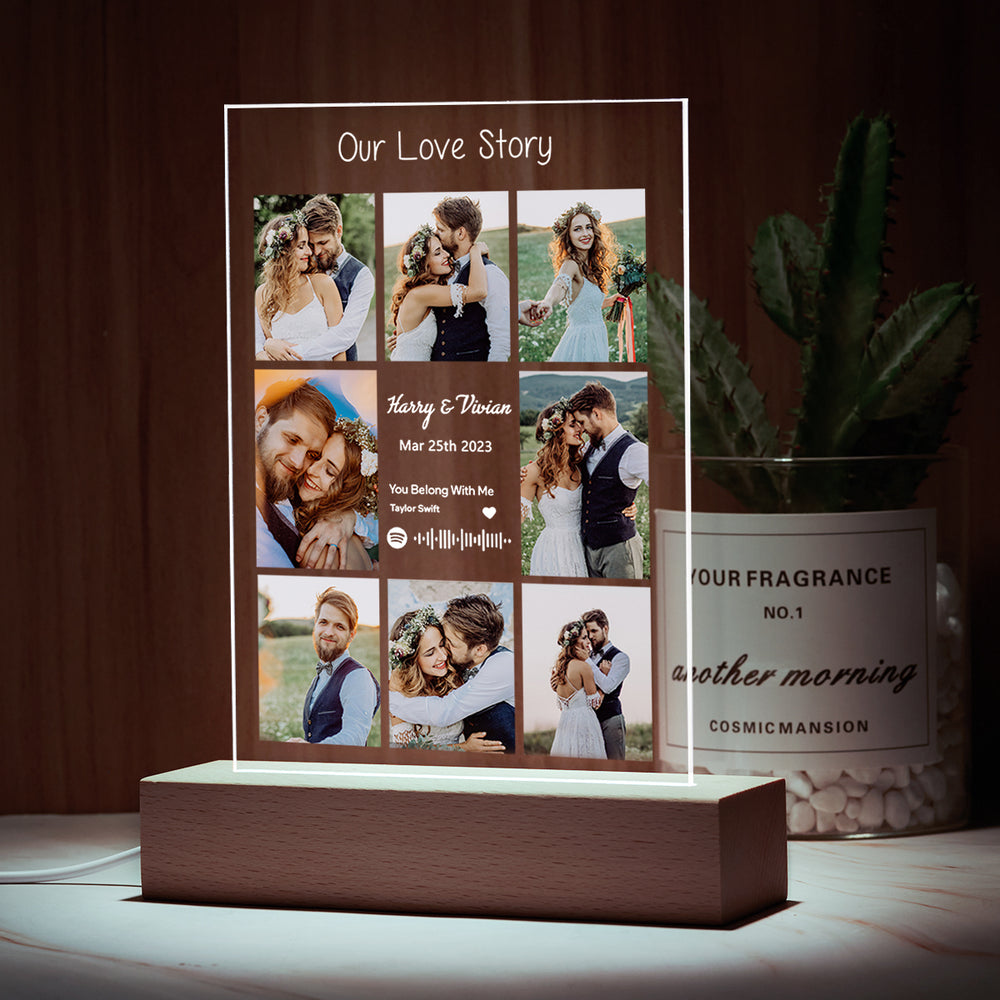 Custom Song Photo Plaque or Night Light – Personalized Music Plaque Gift