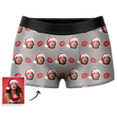 Custom Face Santa Hat Christmas Boxers – Funny Personalized Photo Underwear Gag Gift
