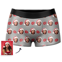 Custom Face Santa Hat Christmas Boxers – Funny Personalized Photo Underwear Gag Gift