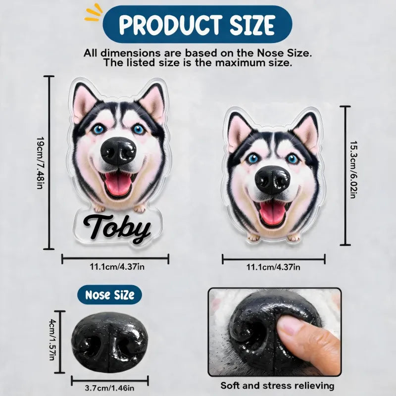 Custom Dog Nose Squishy Photo Magnet – Personalized Boopable Dog Face Fridge Magnet