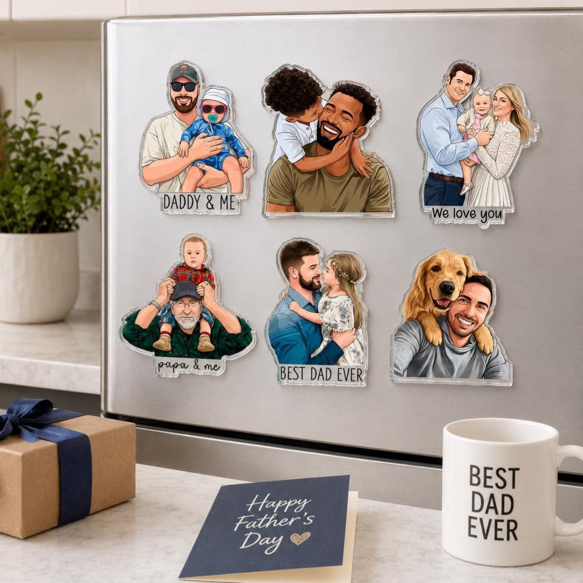 Custom Photo Portrait Magnet – Personalized Family, Couple & Friends Gift